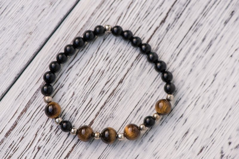 Obsidian Obsidian Series courage 6mm tiger eye Stone bracelets monolayer - Bracelets - Semi-Precious Stones 