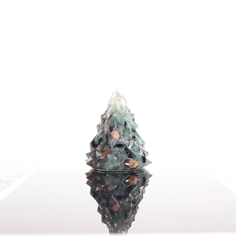 [M31 Fairy Star] Green Silver Christmas Tree 2-Aogang Energy Tree/Gem Tree/ Gentle, calm, tranquil, feminine nourishment, promotion of motivation, lucky fortune, Christmas gift exchange - ของวางตกแต่ง - เครื่องประดับพลอย สีเขียว