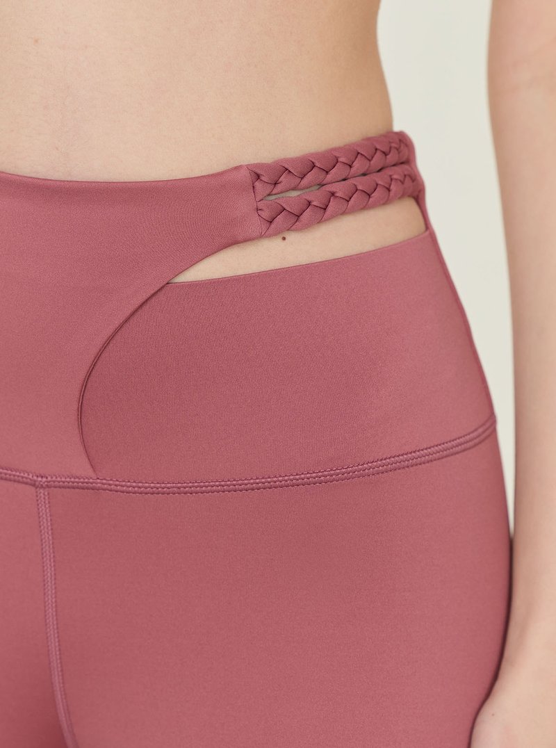 【S2N】WAVE 纖腰編織設計長褲_Desert Coral B023 - 瑜珈服/瑜珈褲 - 尼龍 綠色