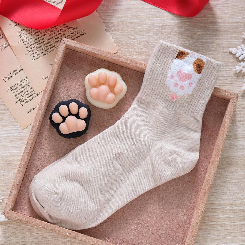 Xmas Cat Paw Gift Set | Cat Paw Socks+Mini Cat Paw Soaps - ผลิตภัณฑ์ล้างมือ - พืช/ดอกไม้ 
