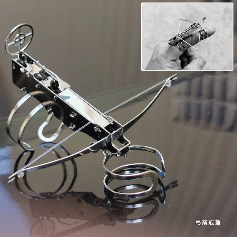 預購商品-薄剛療癒玩具戒指-達文西十字弓 完成呈現十字弓結構 - 戒指 - 不鏽鋼 銀色