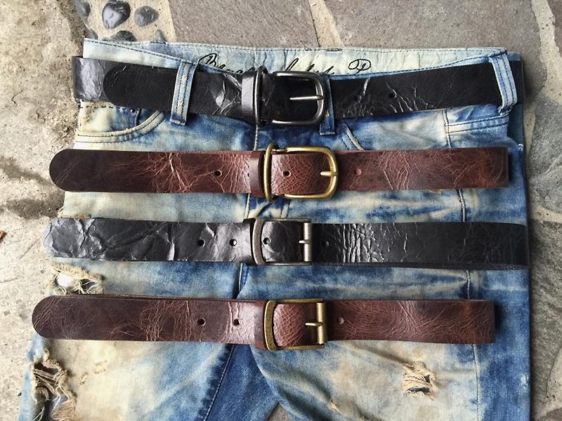 Square leather belt - เข็มขัด - หนังแท้ 