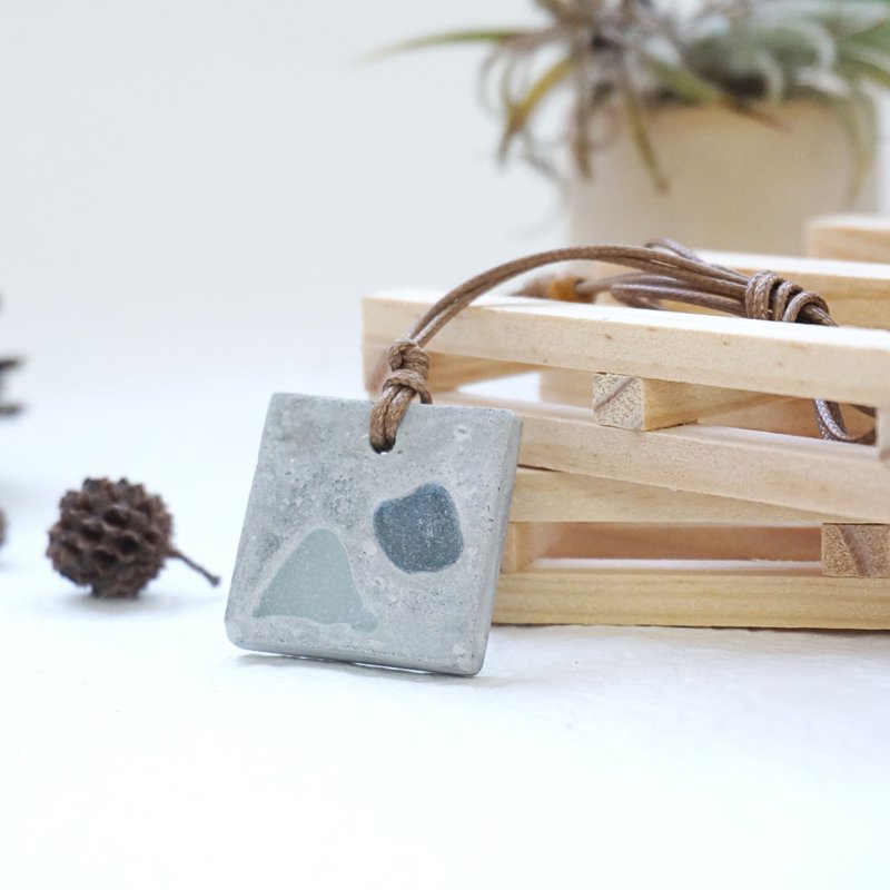 海玻璃 水泥 擴香頸鏈 手工項鍊 原創 環保 upcycling - 項鍊 - 水泥 灰色