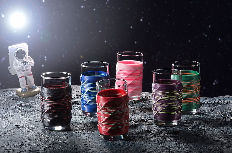 線加工 PUNNDLE 線水杯 銀河款 客製顏色 - 茶具/茶杯 - 玻璃 多色