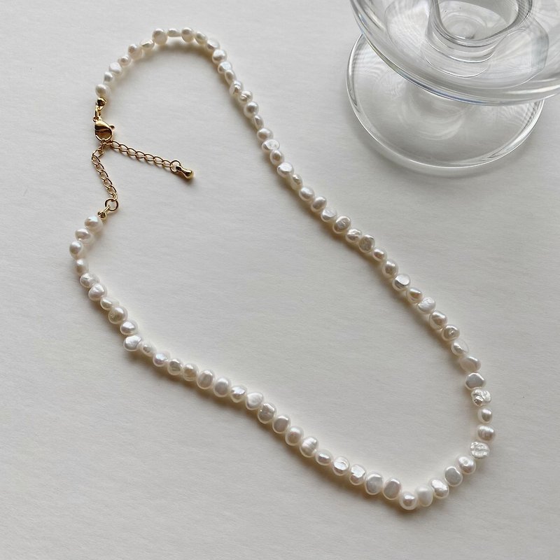珍珠 項鍊 白色 - (4mm圓)天然淡水珍珠鎖骨項鍊 Dear Darling Pearls Necklace