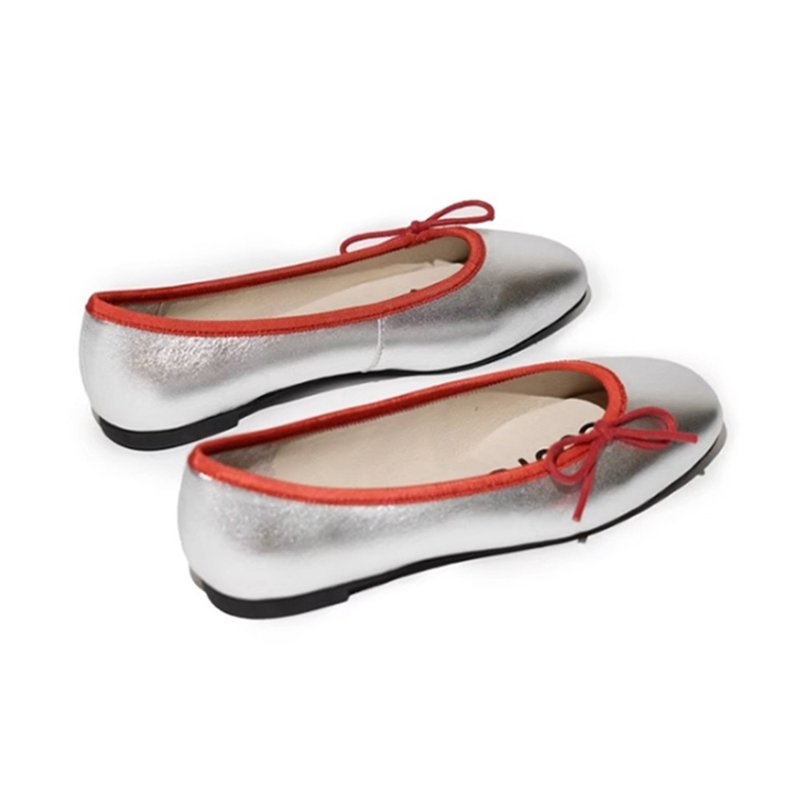 Lewis Walt commuter square toe shallow mouth retro leather bow low-heeled flats ballet shoes - Mary Jane Shoes & Ballet Shoes - Genuine Leather Multicolor