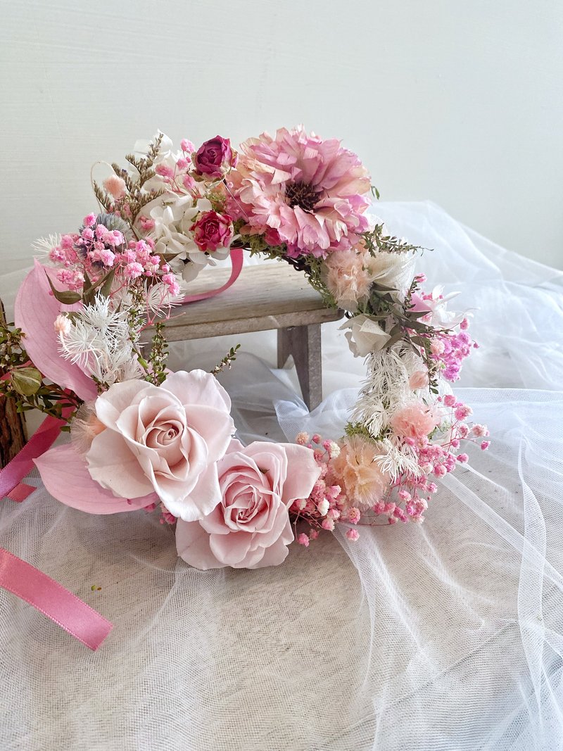 Ruimi Youhua/1 person starts the class, hand-made dried flower wreath of preserved flowers in the color of his/her choice - จัดดอกไม้/ต้นไม้ - พืช/ดอกไม้ 