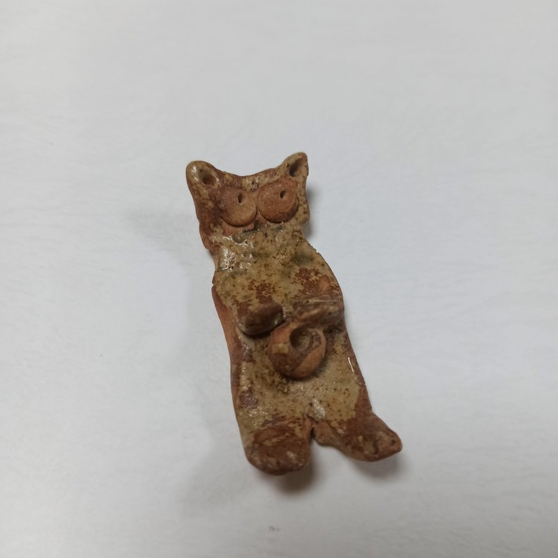 Hand-kneaded pottery cat chopstick holder, incense stick, incense diffuser, Stone home decoration - Chopsticks - Pottery Multicolor