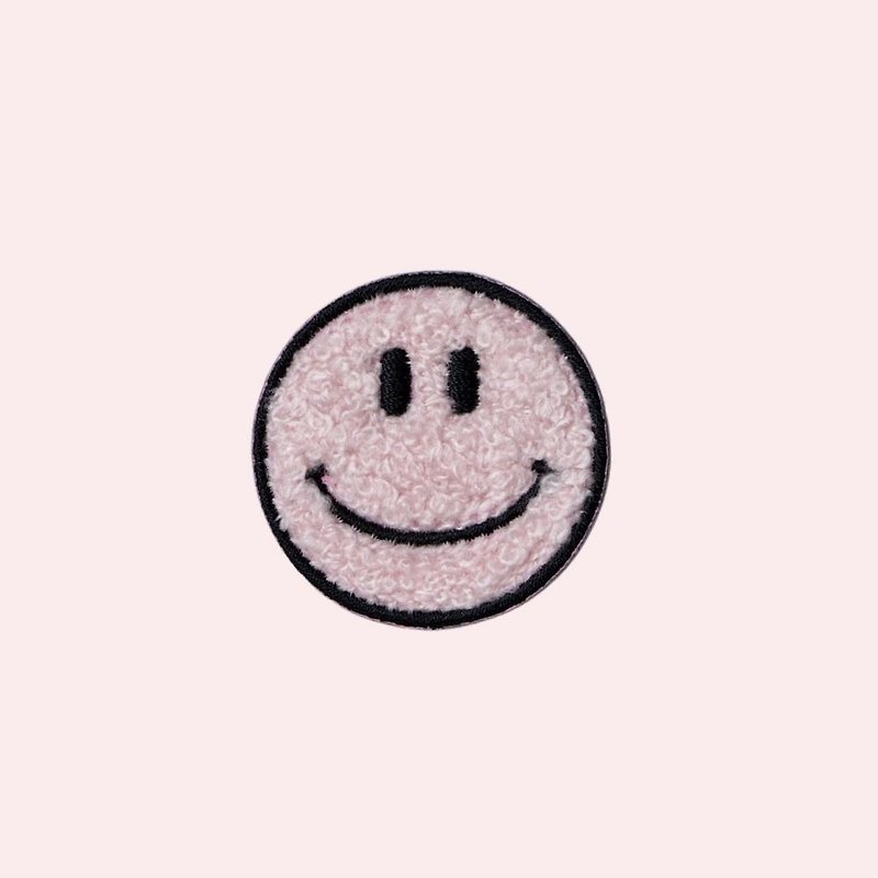 Zoila Textured Terry Smiley Face Embroidered Sticker-Pink - Other - Polyester Pink