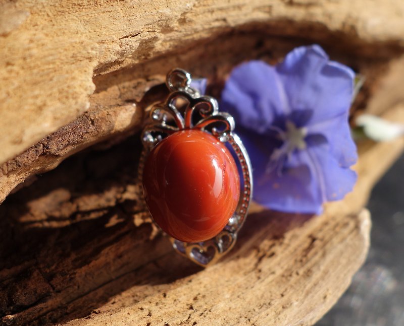 Natural South Red Agate 3.9g Inlaid Pendant South Red Agate Baoshan Pendant Necklace Color is rich and fresh - สร้อยติดคอ - หยก สีแดง