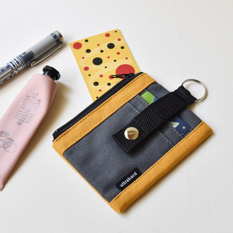 Ultrahard Simple Portable ID Card Holder Coin Purse/ID Holder - Gray Yellow - กระเป๋าใส่เหรียญ - ผ้าฝ้าย/ผ้าลินิน สีเทา