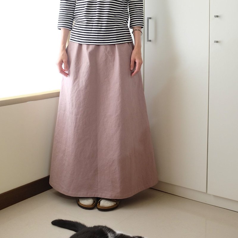 Daily hand-made clothes spring warm sun smoked powder dress cotton - Skirts - Cotton & Hemp Pink