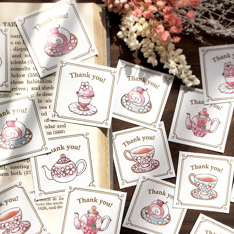 Thank you seal SakuraTea 35 pieces of Sakura Tea seal - Stickers - Paper Pink