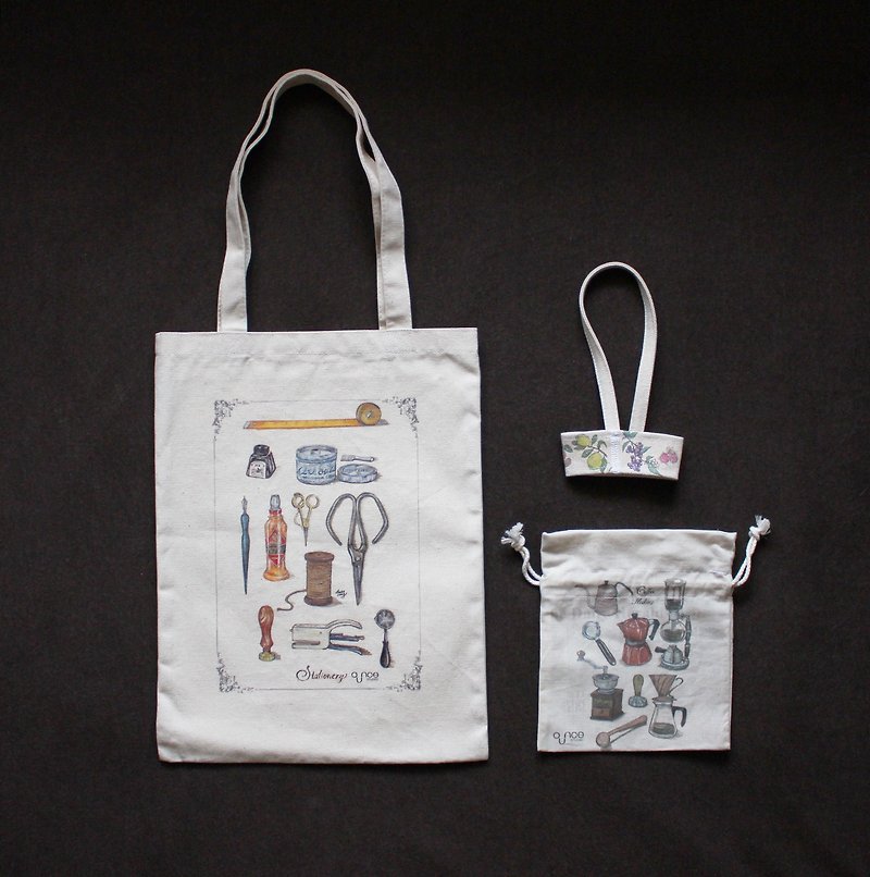 3 Tote Bags Set - Toiletry Bags & Pouches - Cotton & Hemp 
