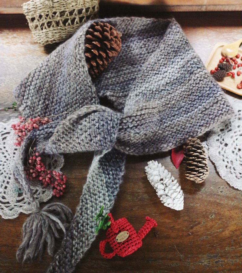 ChiChi Handmade-Sailor Neck / Triangle Scarf / Shawl / Tassel-Wool Knitting - ผ้าพันคอถัก - ขนแกะ หลากหลายสี