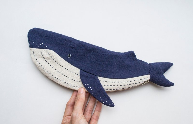 鯨魚 Whale travel cutlery pouch case - Navy - Other - Cotton & Hemp Multicolor