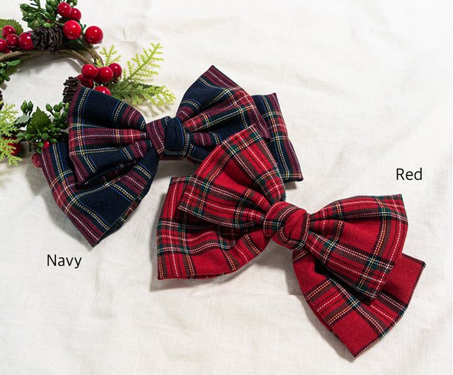 タータンチェックのリボンヘアピン手作りヘッドバンド - ショップ