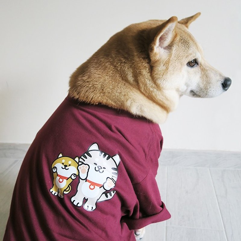 柴犬猫猫動物Tシャツチャリティ販売SPCA SPCAニュートラルTシャツ - トップス ユニセックス - コットン・麻 レッド