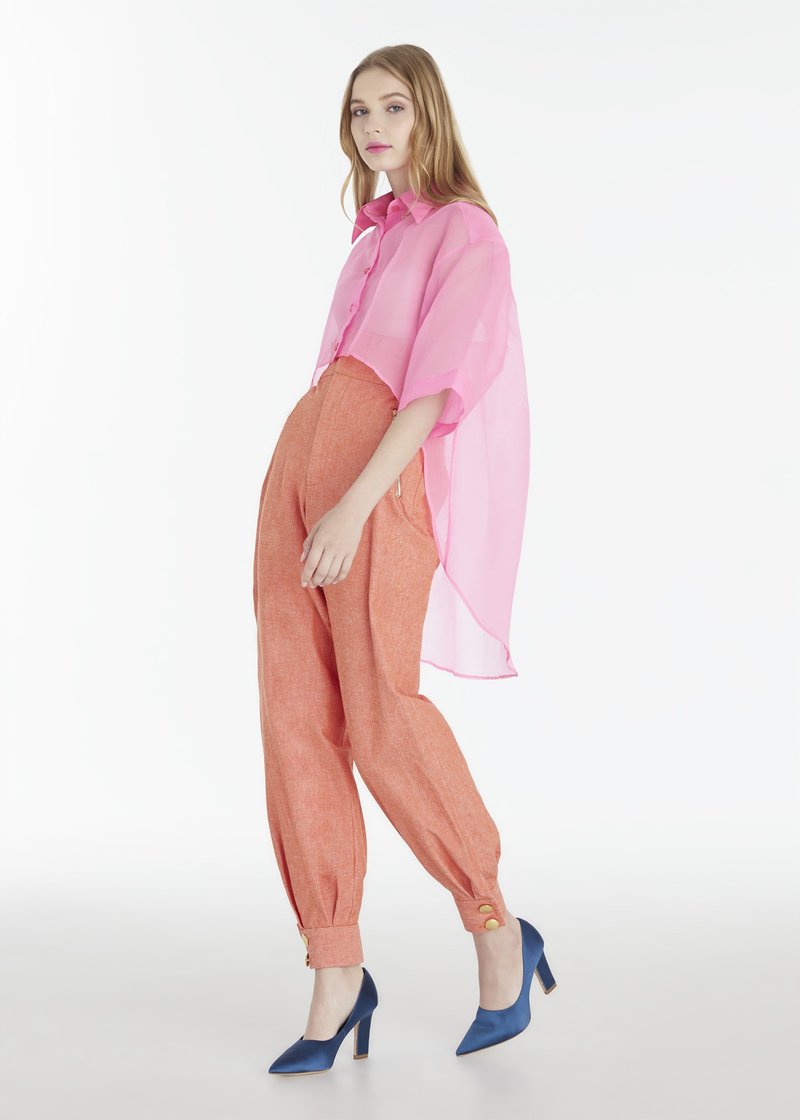 シルクオーガンジーのナチュラルシャツ - トップス - シルク・絹 ピンク