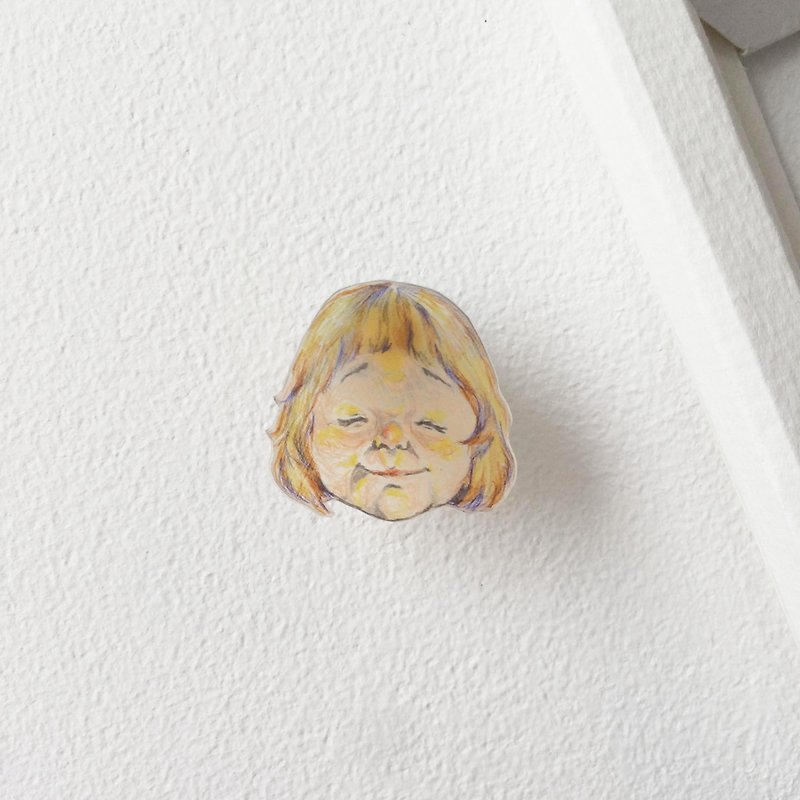 #07 HOPEFUL Girl : Handmade Transparent Shrink Plastic Brooch - เข็มกลัด - พลาสติก สีทอง