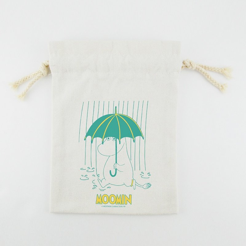 Moomin授權 - 束口袋(小)【雨中散步】 - 其他 - 棉．麻 綠色