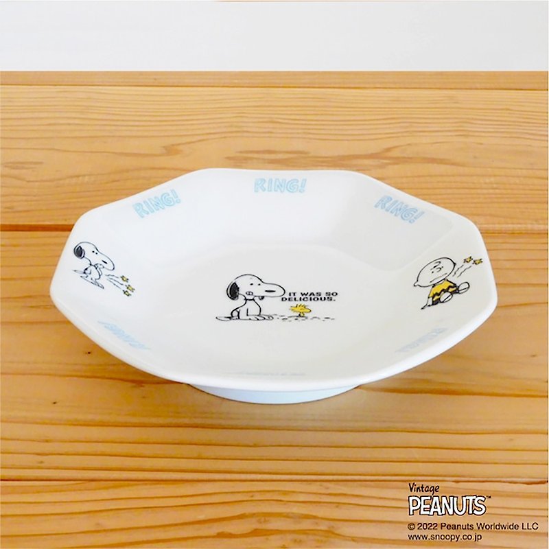[Graduation Season/Free Shipping/Special Offer] Snoopy Octagon Plate (Stomach Sound) - Bowls - Porcelain White