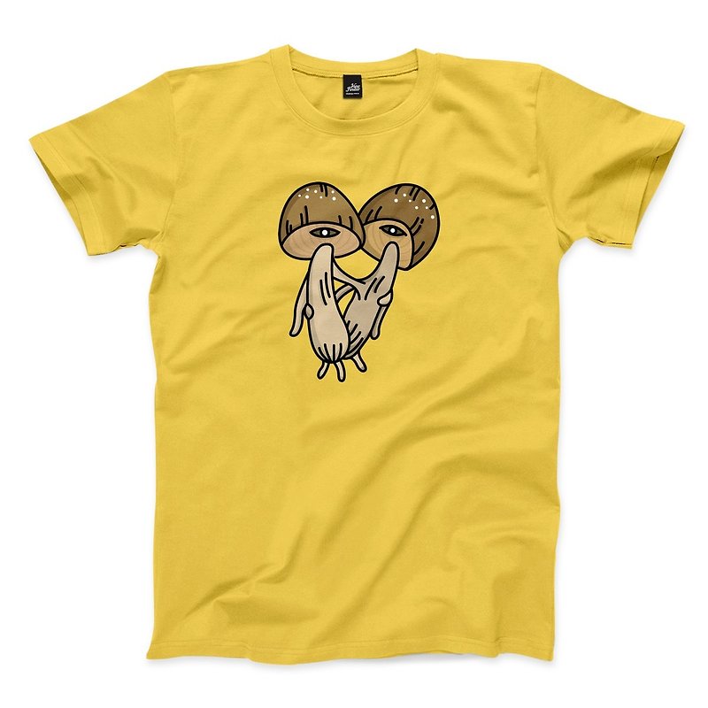 抱抱菇-草菇 - 黃 - 中性版T恤 - 男 T 恤 - 棉．麻 黃色