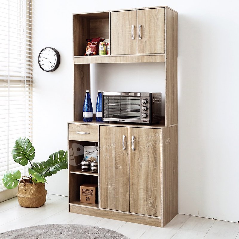 [Wei Man] MIT simple 180 cm multi-functional four-door storage cabinet storage entrance kitchen storage - Storage - Wood Brown