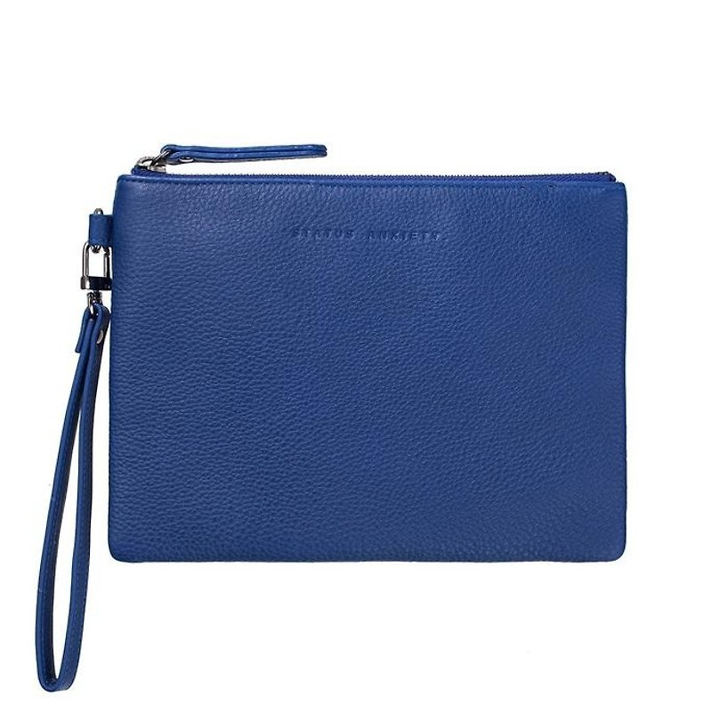 FIXATION Flat Clip_Blue/Blue - Clutch Bags - Genuine Leather Blue