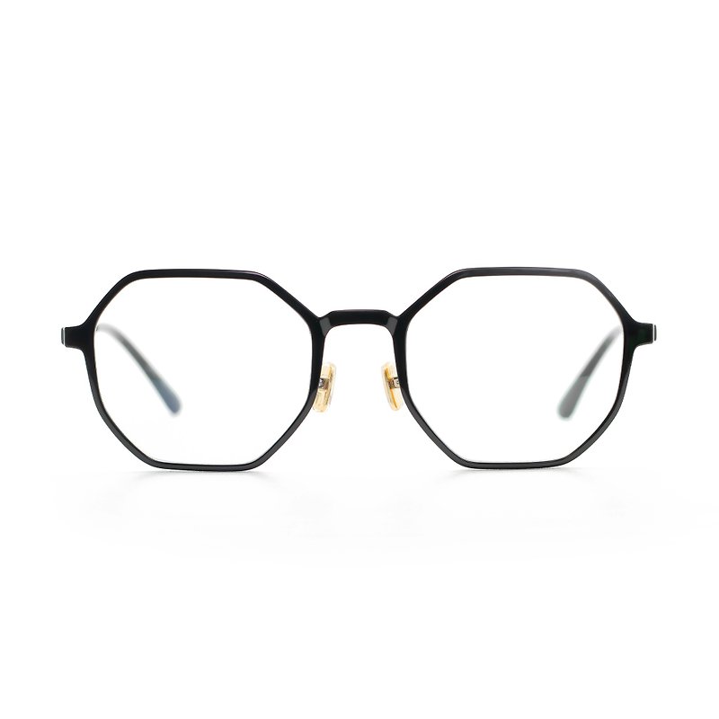 Polygonal lightweight steel glasses - bright black - Glasses & Frames - Other Materials Black