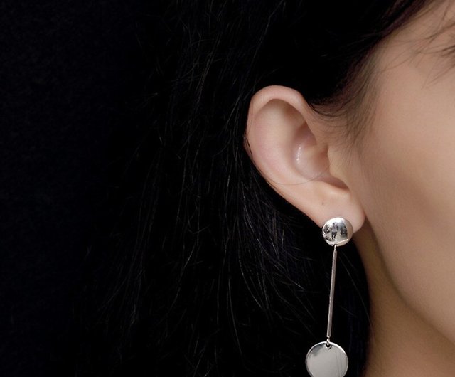 S925スターリングシルバー幾何学的な女性シンプルなファッションダングルピアス画鋲 - ショップ garyjewelry ピアス・イヤリング -  Pinkoi