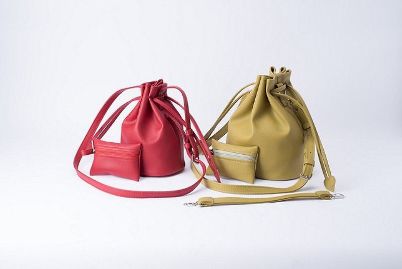 Christmas gift gift combination bucket bucket bag - Messenger Bags & Sling Bags - Genuine Leather Multicolor