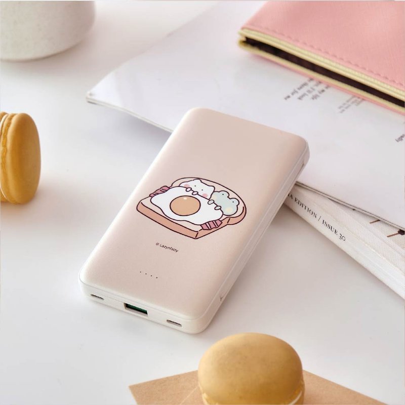 Fatty’s Cute Bacon and Egg Toast Bed comes with dual-wire fast charging 10000mAh mobile power supply - ที่ชาร์จ - พลาสติก หลากหลายสี