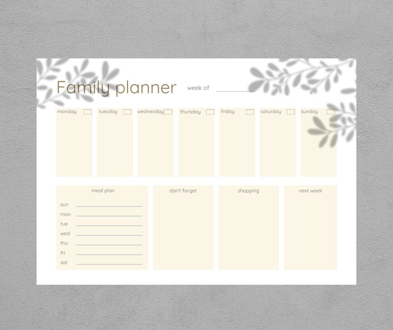Family Planner, Printable Daily Planner Template - 其他數位商品 - 其他材質 