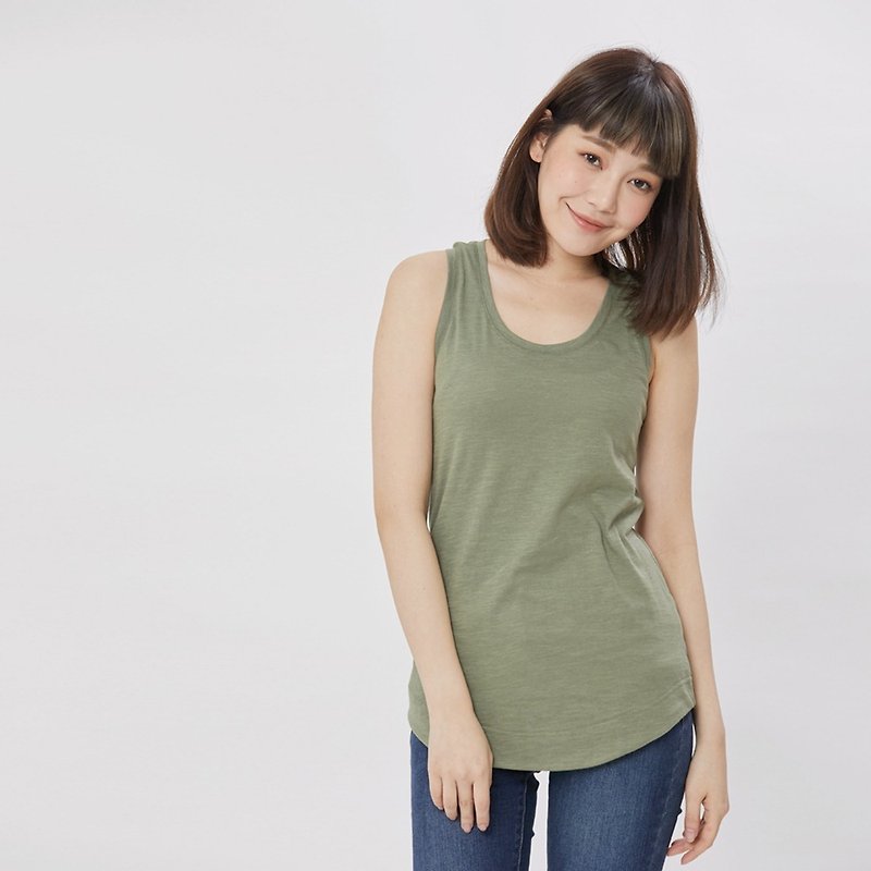 Slub yarn fabric summer tank /Green - Women's Vests - Cotton & Hemp Green