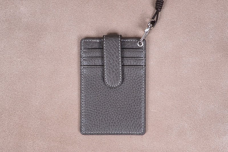 Italy leather slim necklace business card case / card holder (Gray) - 卡片套/卡片盒 - 真皮 橘色