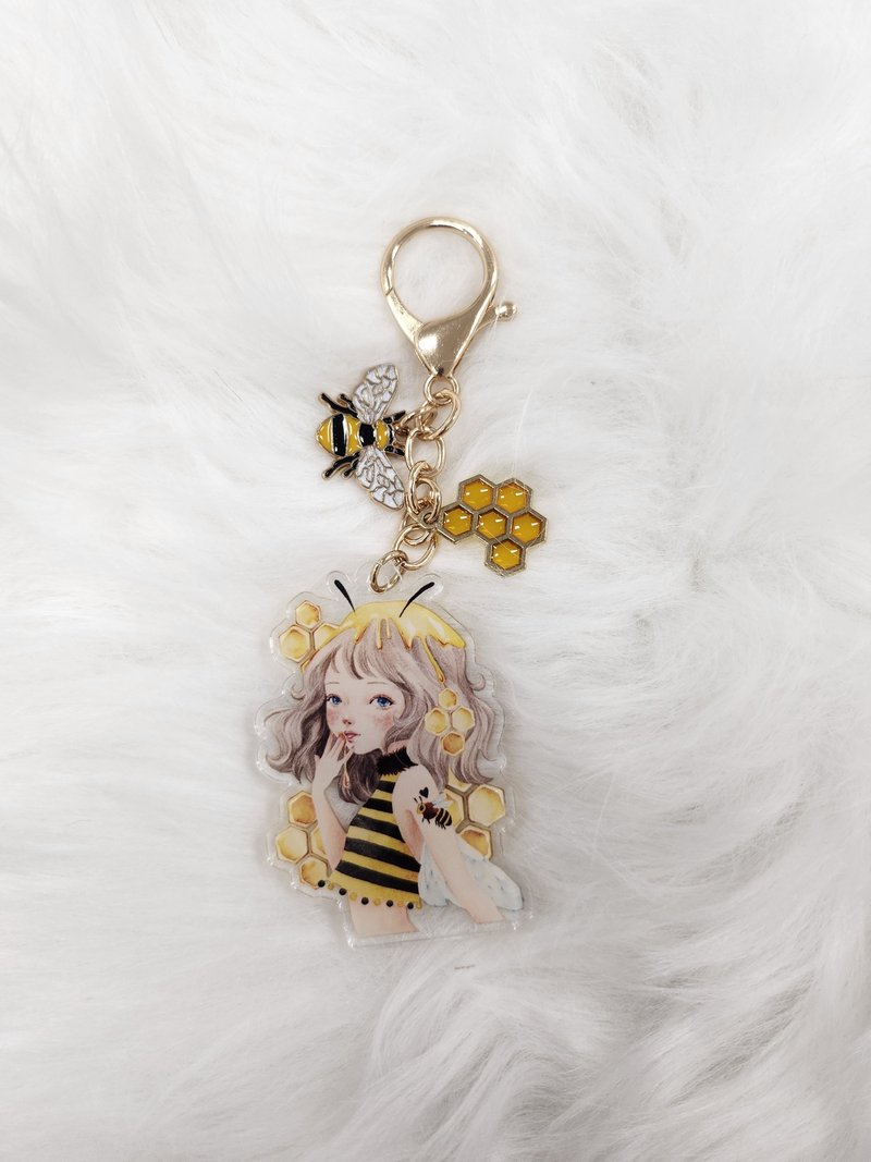 Honey bee key ring - 鑰匙圈/鑰匙包 - 塑膠 