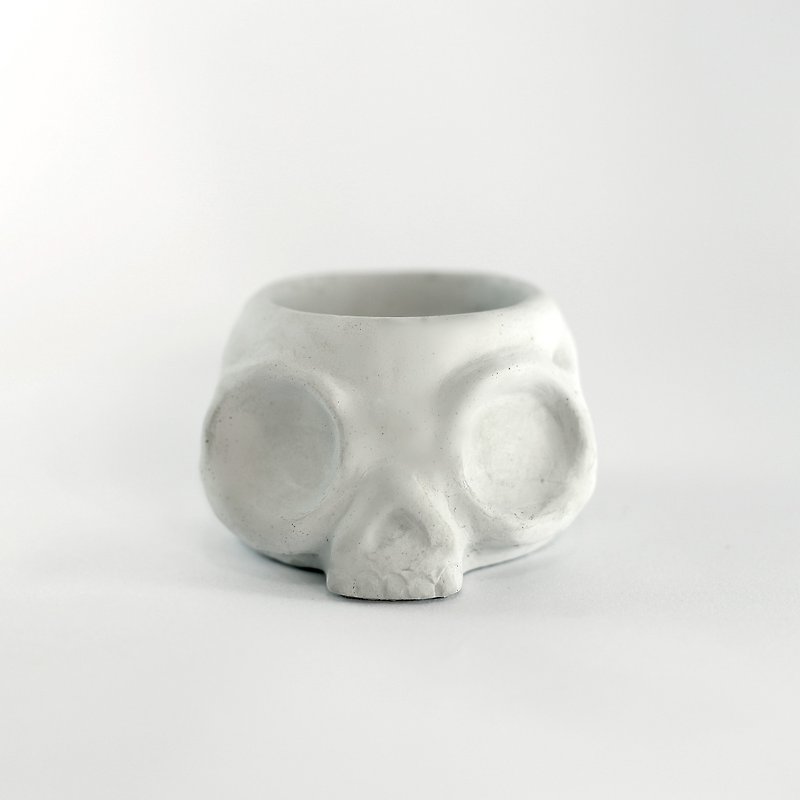 Skull #2-Large skull basin - ตกแต่งต้นไม้ - ปูน สีเทา