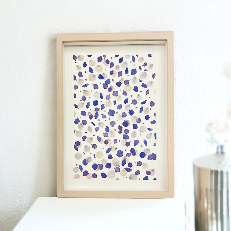 Pressed Flower Art/ Waterfall Blooms - Royal Blue - Items for Display - Plants & Flowers 