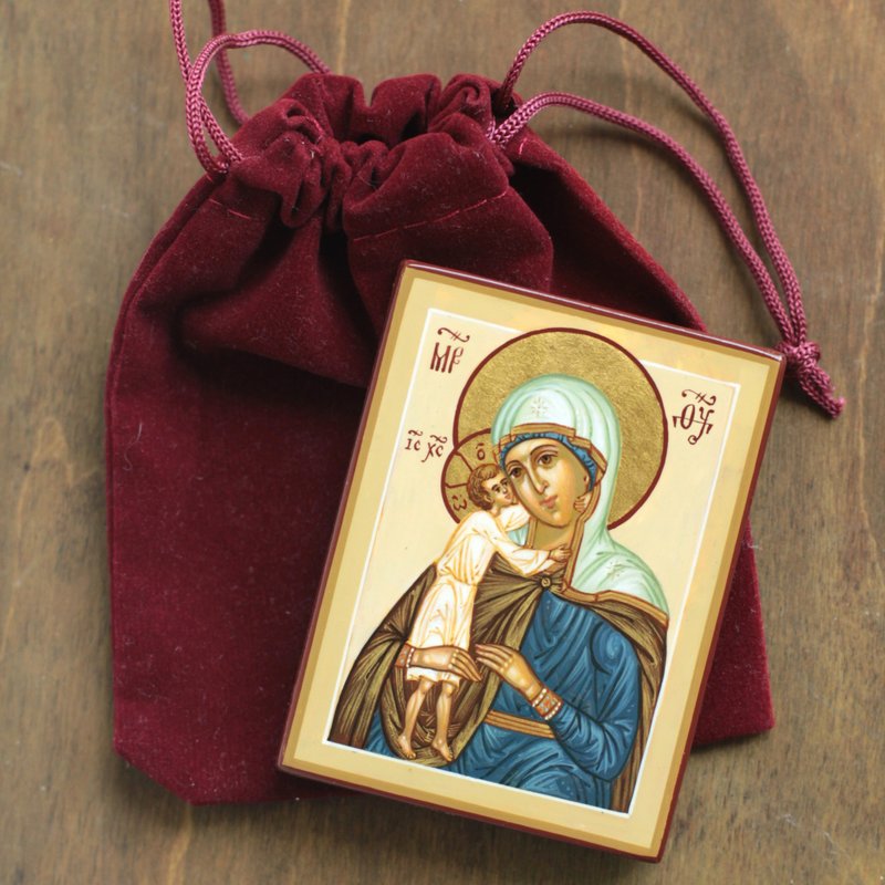 hand painted orthodox christian Virgin Mary icon Mother of God Recall of Lost - Other - Wood Gold