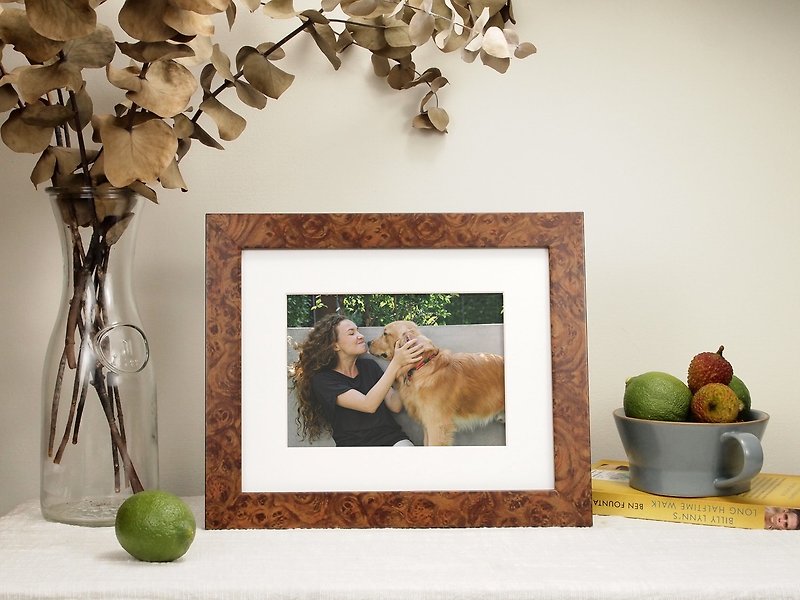 8x10 Picture Frame with Mat for 5x7 / 6x8 Photo, Mahogany Grain Finish & Black - Picture Frames - Wood Brown