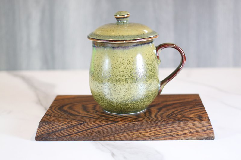 【偉大的媽媽】茶末釉蓋杯 帶蓋馬克杯 鶯歌名家葉敏祥作品 - 咖啡杯/馬克杯 - 陶 