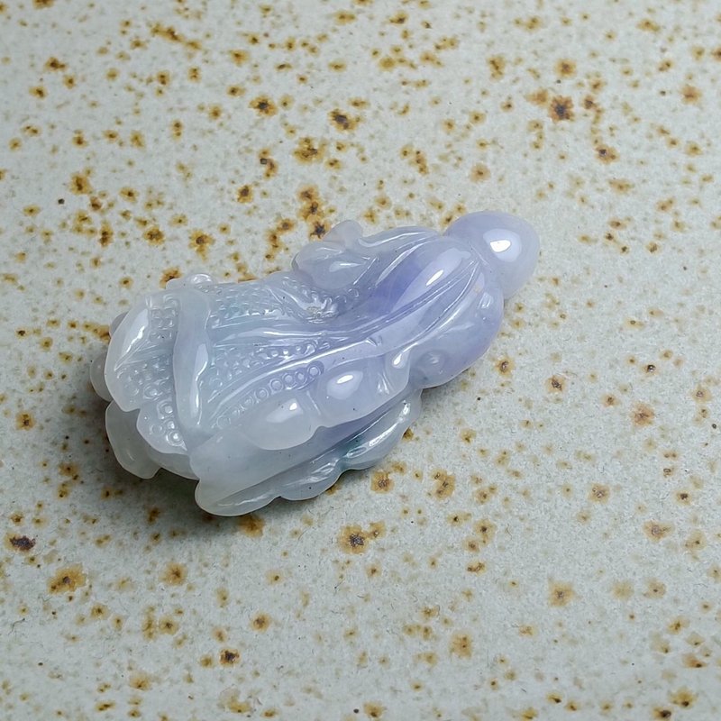 J0222天然翡翠A貨 . 細糯紫羅蘭白菜.發財.掛飾. - 擺飾/家飾品 - 玉石 