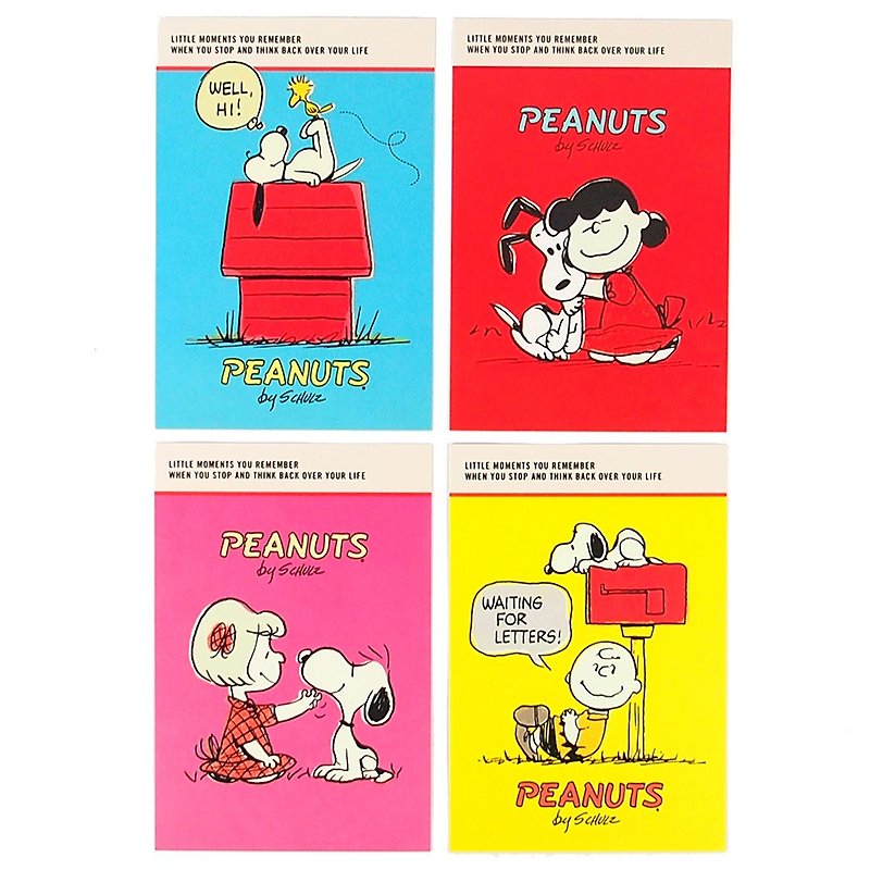 Snoopy 卡通角色 經典明信片限量收藏套組4入【Hallmark-明信片】 - 心意卡/卡片 - 紙 多色