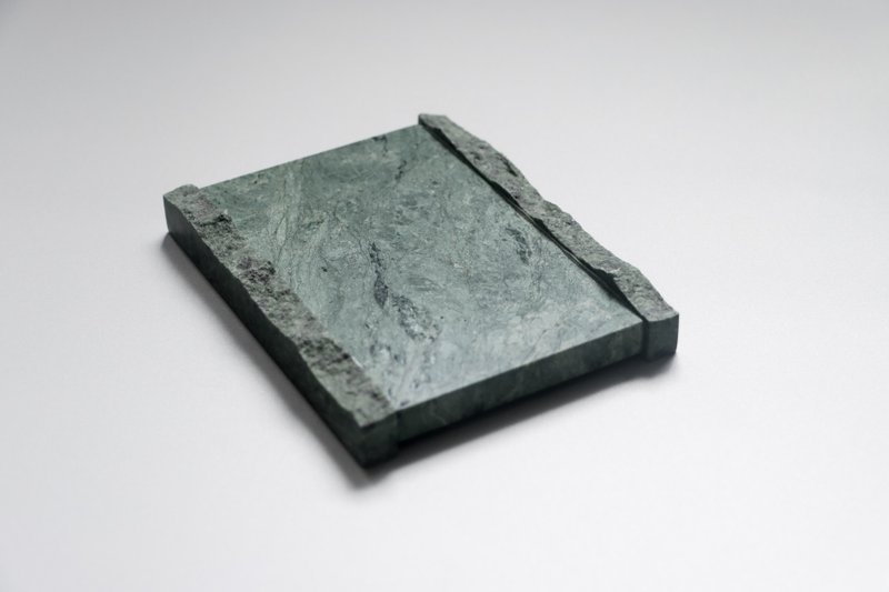 大理石自然面把手 小托盤/肥皂盤  (台灣蛇紋石) - 衛浴用品/浴室收納 - 石頭 綠色