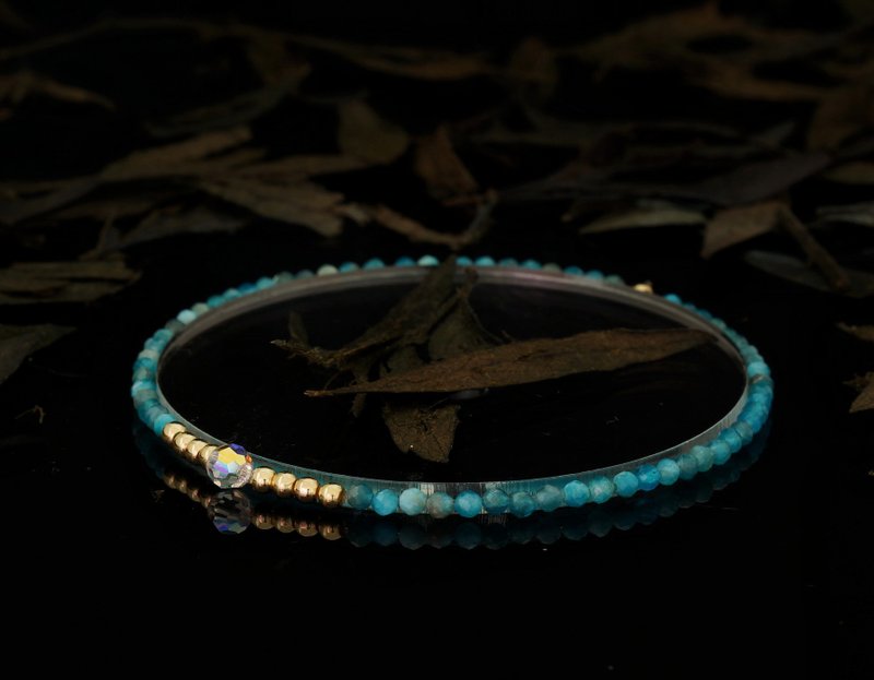 Superfine1/20 14K Gold Filled Blue Apatite Crystal Bracelet - สร้อยข้อมือ - เครื่องเพชรพลอย 