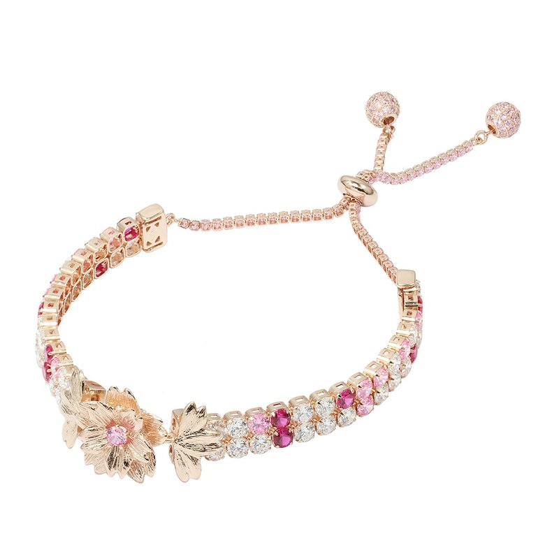 純銀八心八箭鋯石雙併手鍊 - 櫻花(金色) - 手鍊/手環 - 其他金屬 金色