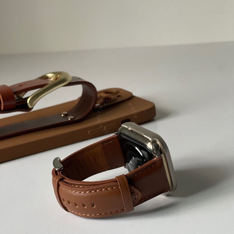 Apple Watch | Thick textured cowhide strap - Watchbands - Stainless Steel 
