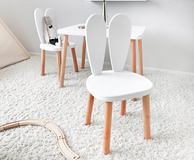 うさぎ椅子1～2脚とテーブル1台のセット、うさぎ椅子、木製椅子うさぎ