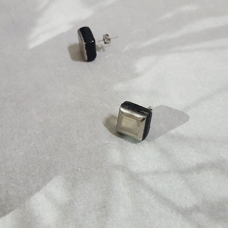 Neutral tile silver handmade earrings / boys earrings / ear earrings / earrings / ear / earrings - Earrings & Clip-ons - Pottery Silver
